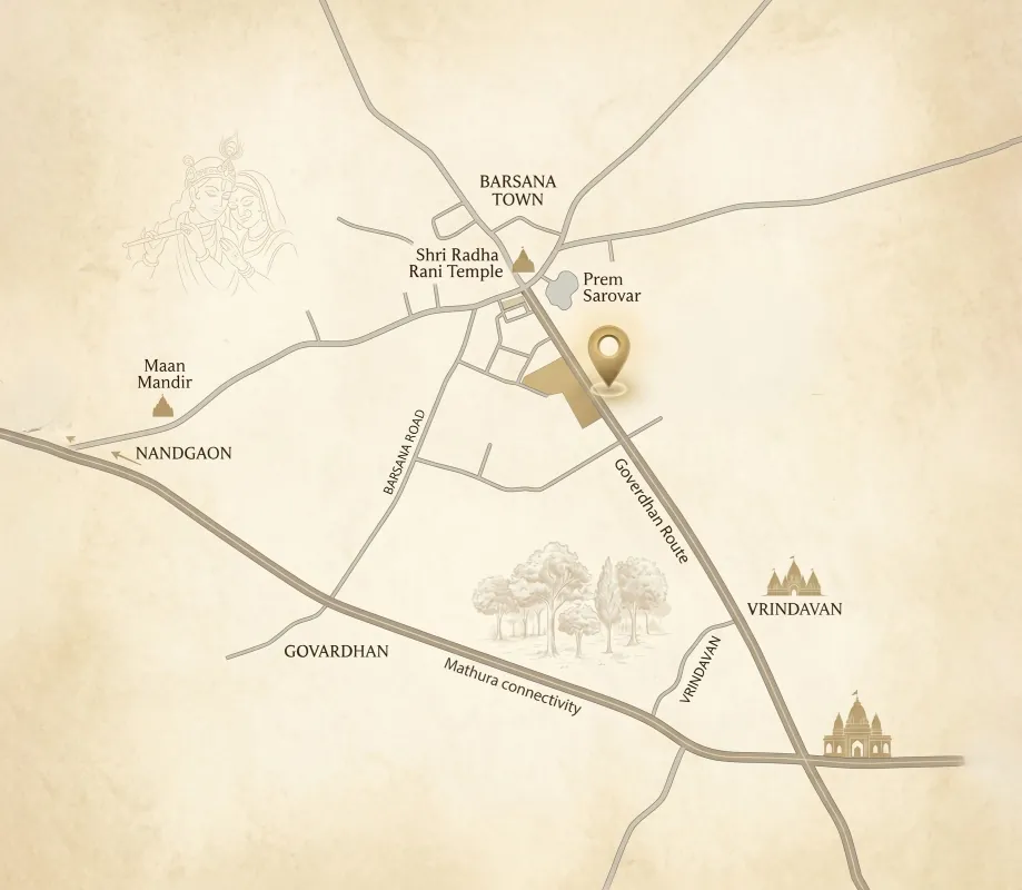 Location Map — Barsana, Nandgaon & Vrindavan