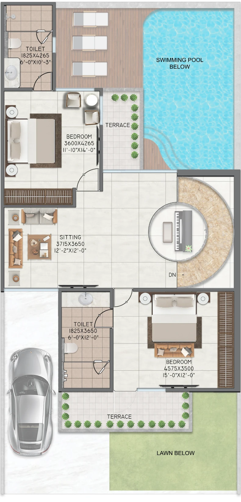 Villa Type 2 (200 sq yd) — First Floor Plan